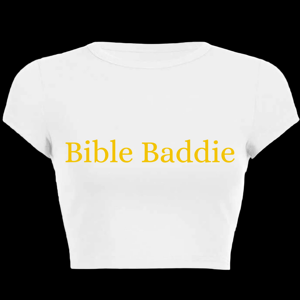 Bible Baddie White Crop Tee