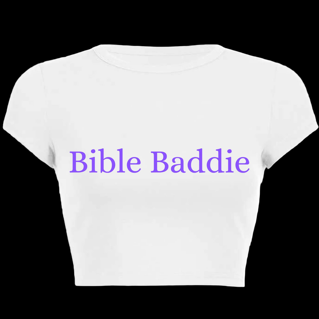 Bible Baddie White Crop Tee