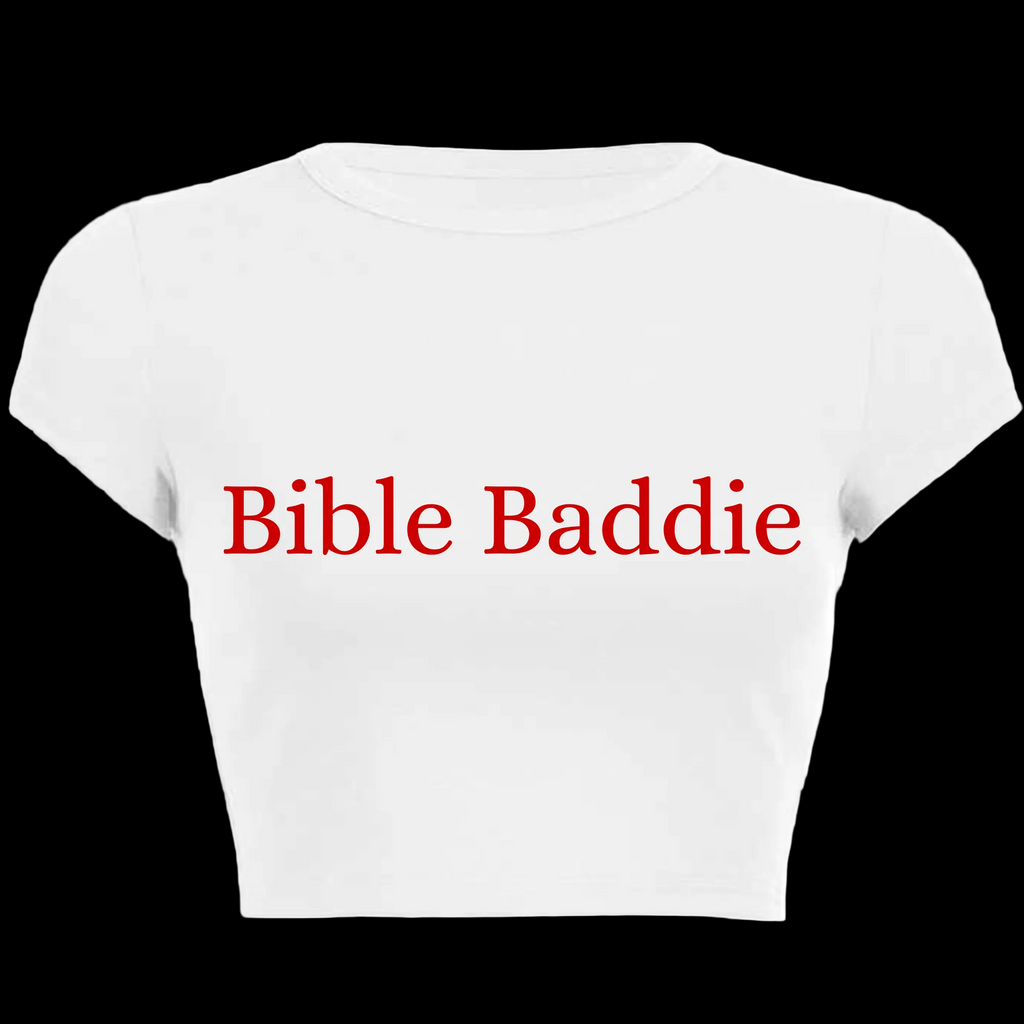Bible Baddie White Crop Tee