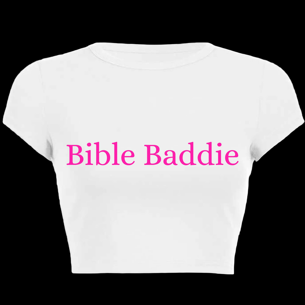 Bible Baddie White Crop Tee