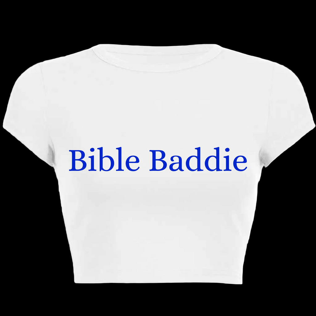 Bible Baddie White Crop Tee