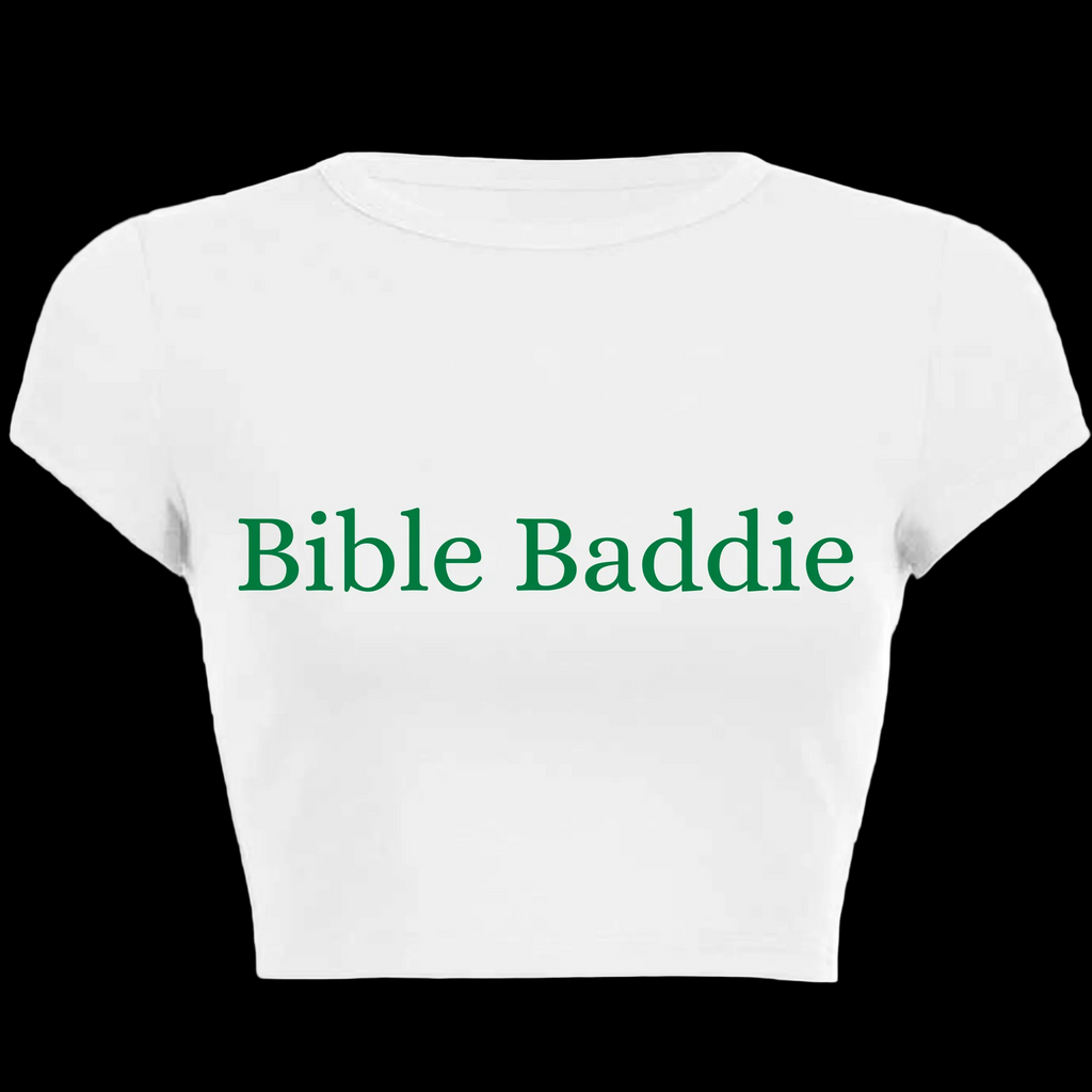 Bible Baddie White Crop Tee