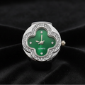 Emerald Green Ring Watch Straight On Black Velvet