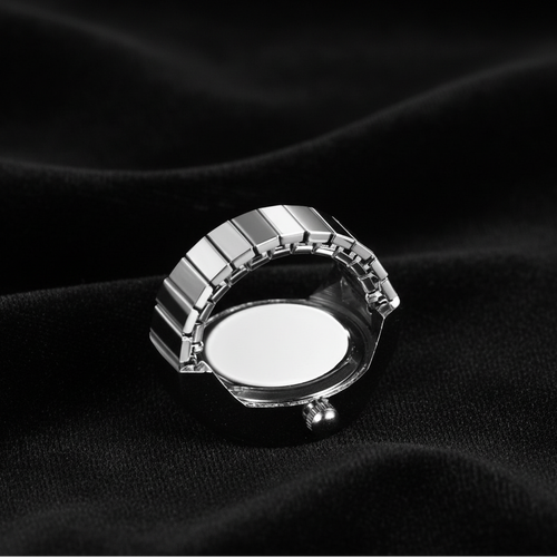 Finger Ring Watch Black Velvet Background