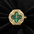 Gold Watch Ring - Green Dial on Black Velvet
