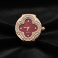 Red Dial Ring Watch Straight-On Black Velvet